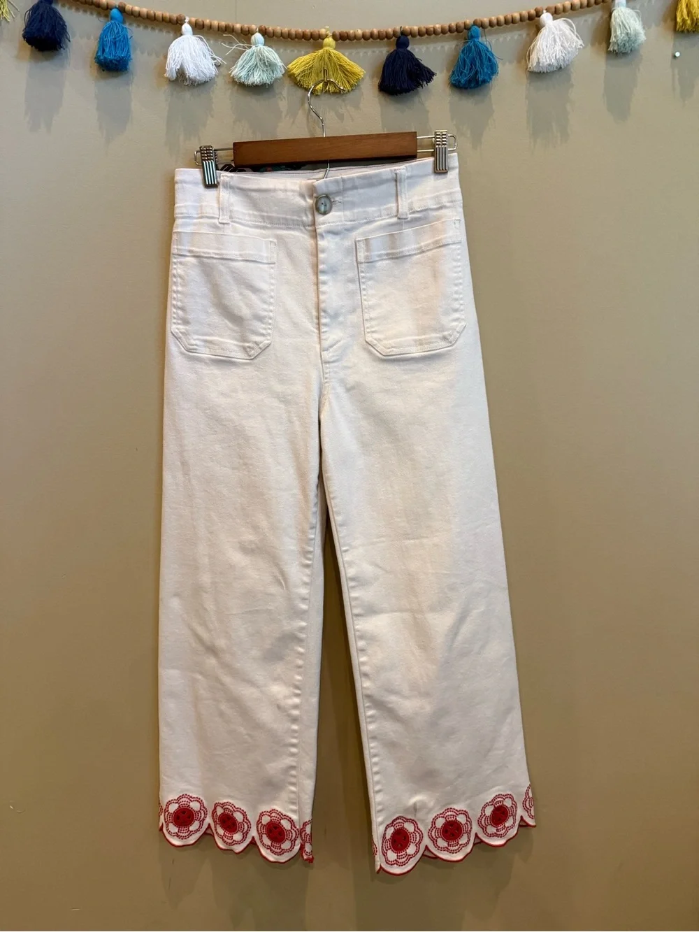 Maeve Colette Scallop-Hem High-Rise Wide Leg Cropped Jeans - Picture 9 of 16